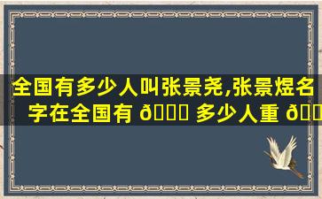 全国有多少人叫张景尧,张景煜名字在全国有 🐒 多少人重 🐱 名